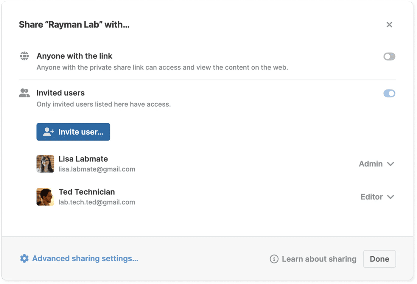 New sharing features in Paperpile.